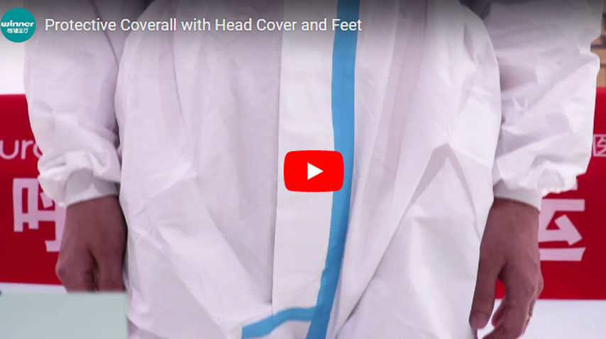 Protective Coverall with Head Cover and Feet  Protective Coverall with Head Cover and Feet