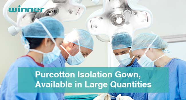 Winner Medical Releases Purcotton Isolation Gown with White Non-woven Laminated with Blue PE