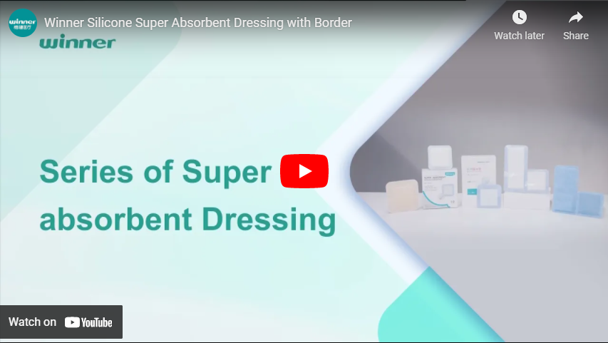 Silicone Super Absorbent Dressing with Border, Wound Care Products